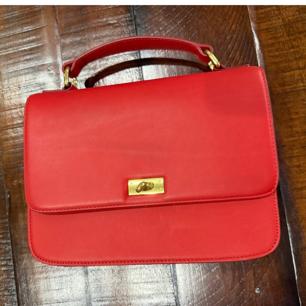 J Crew Structured Red Leather Purse